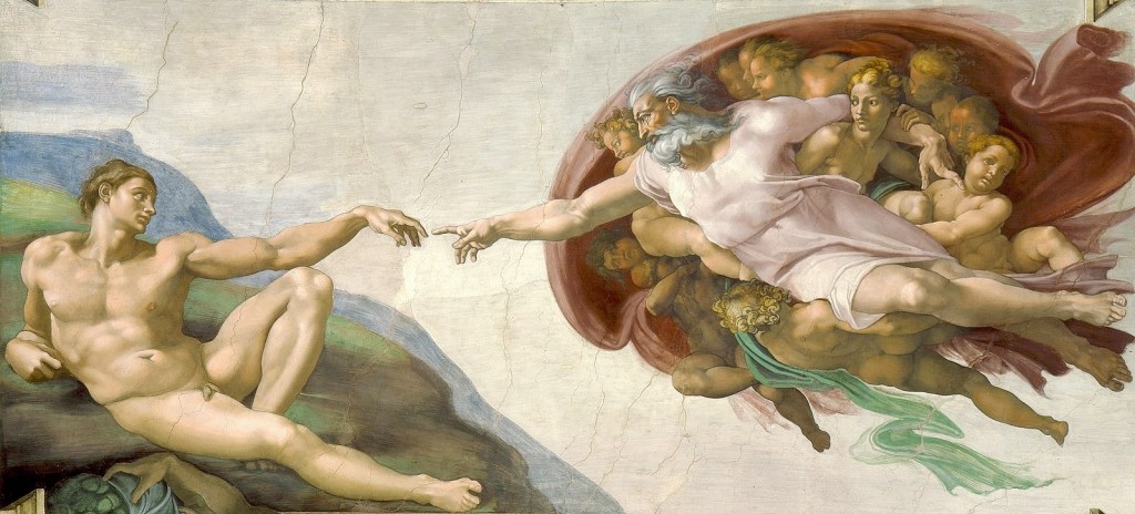 Ceiling of Sistine Chapel God awakens Adam